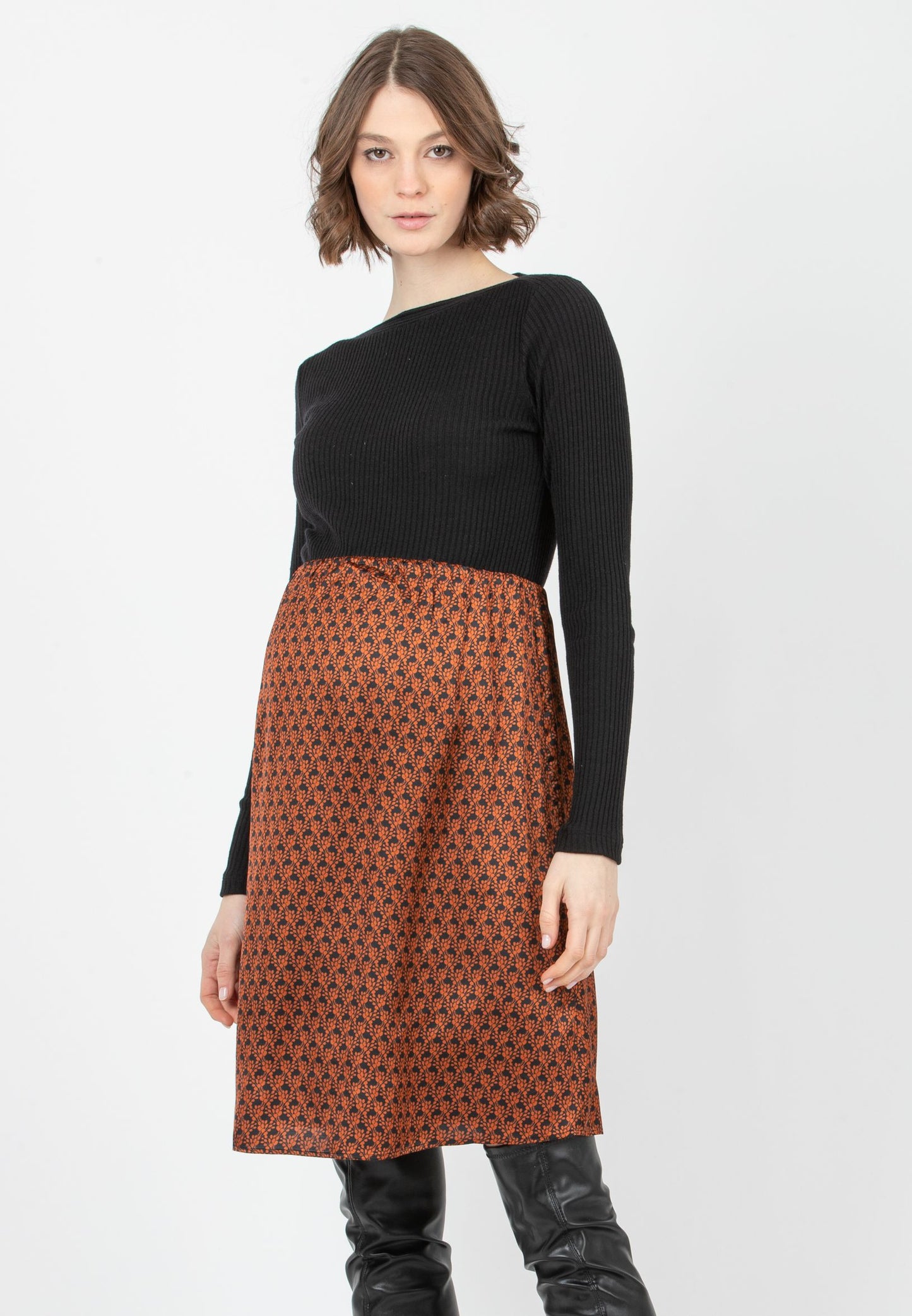 ATTESA BENEDETTA DRESS BLACK PRINT