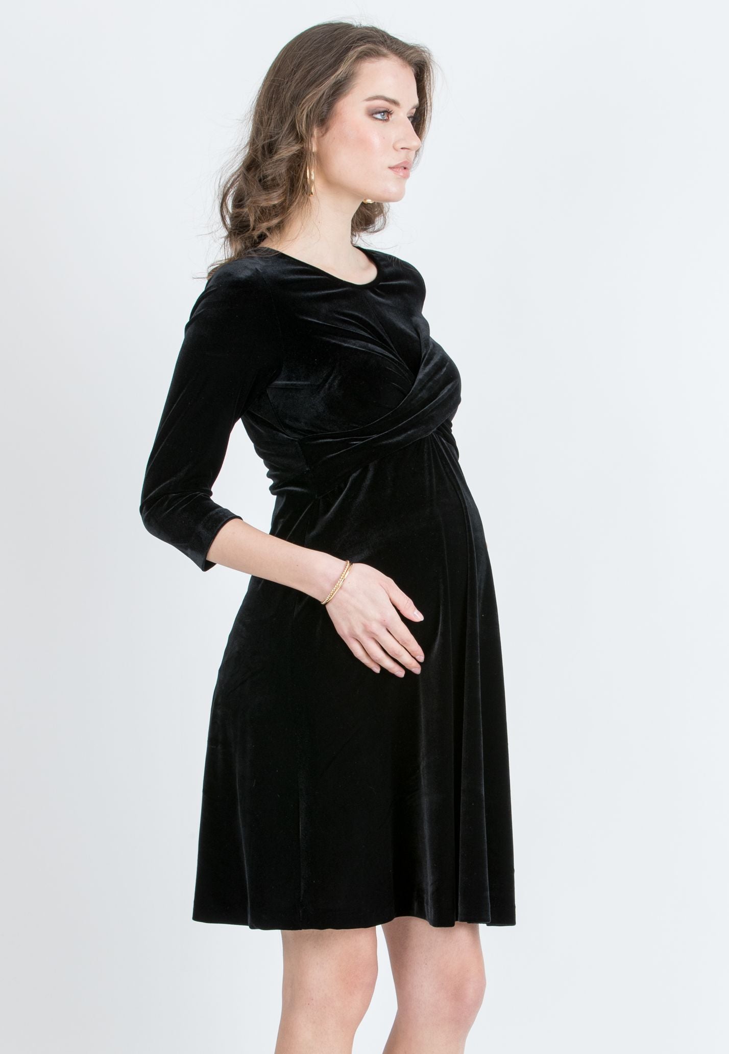 ATTESA CAROLINA DRESS VELVET ZWART