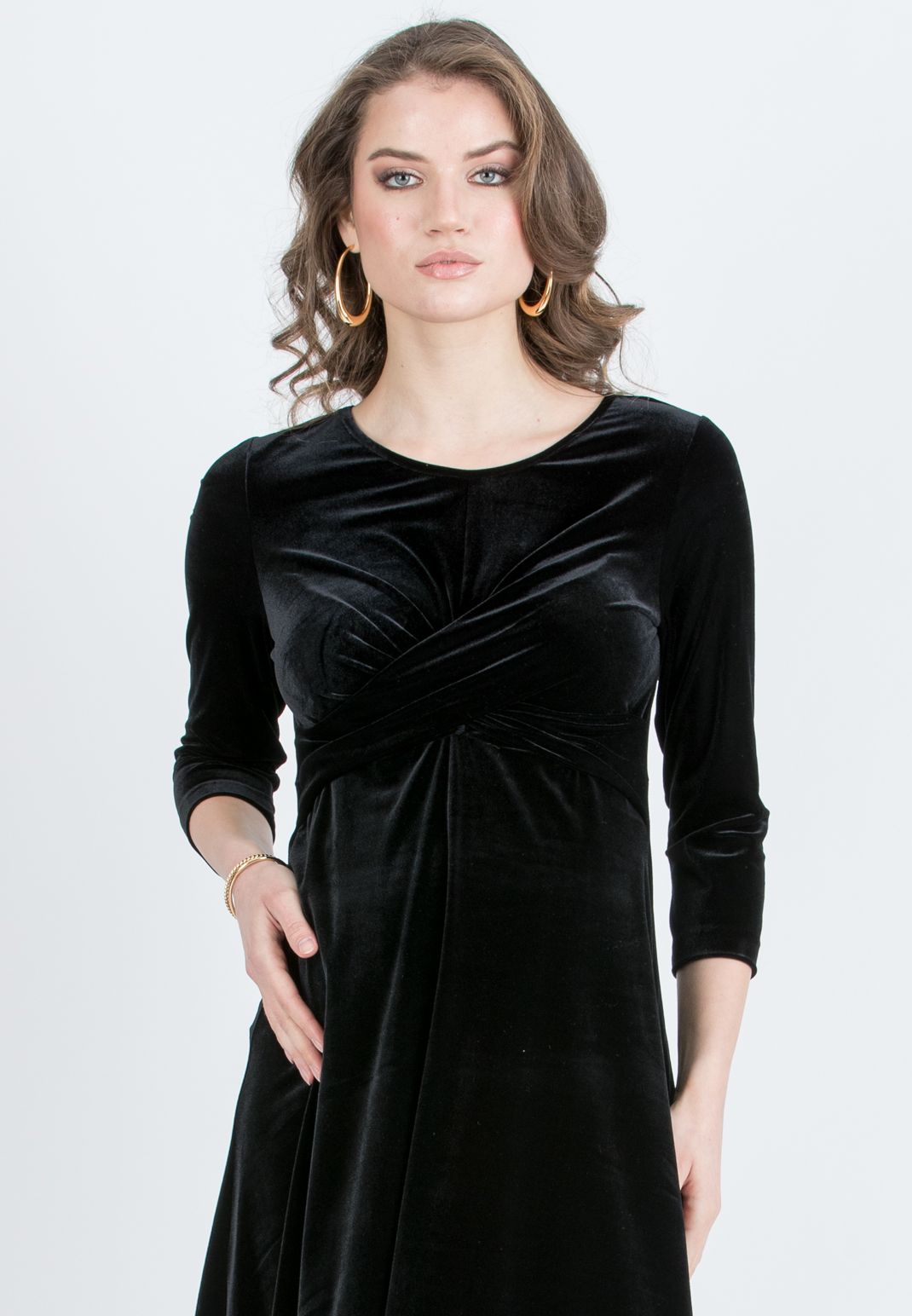 ATTESA CAROLINA DRESS VELVET ZWART