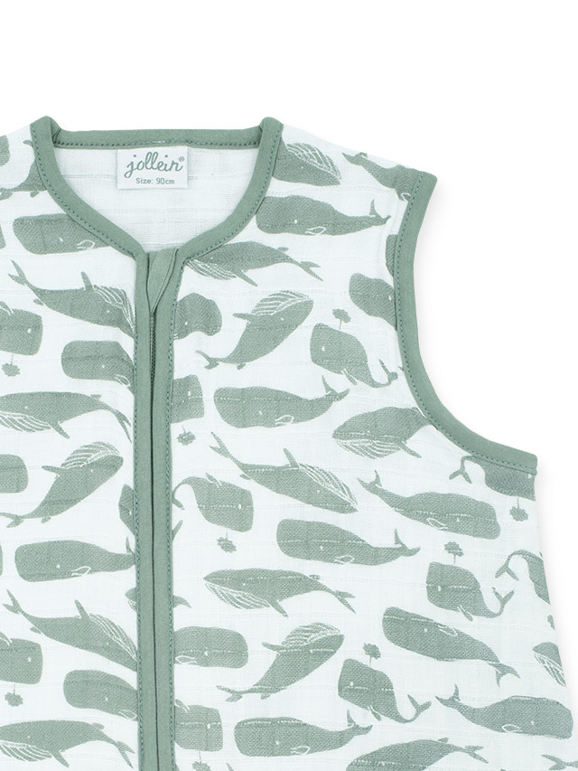 JOLLEIN WHALES ASH GREEN ZOMERSLAAPZAK HYDROFIEL 70 CM