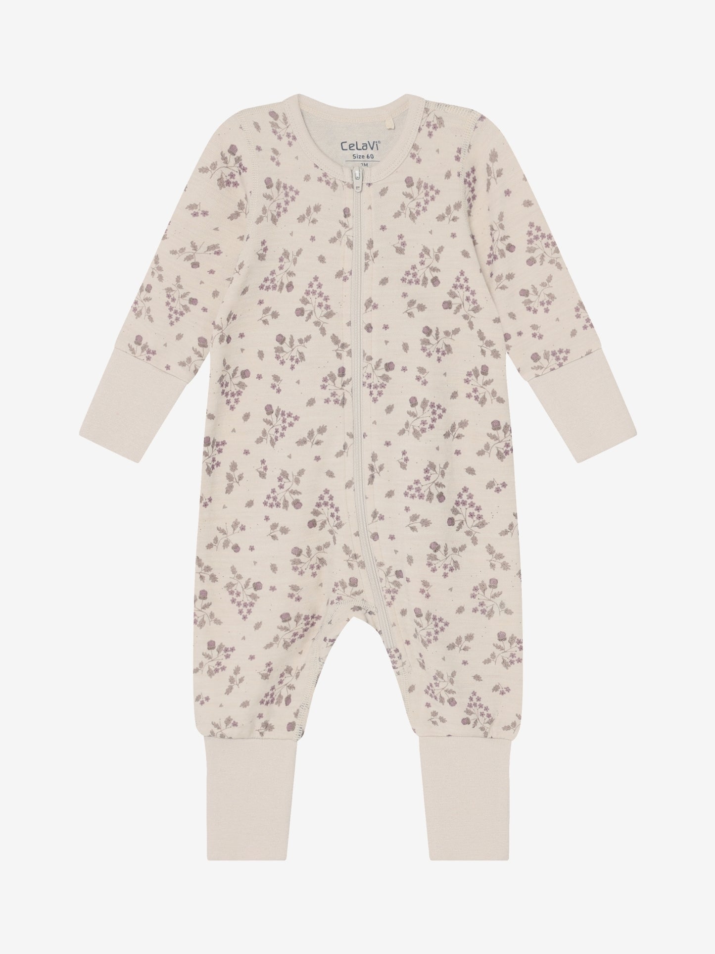 CELAVI PYJAMA MET RITS MET OMSLAGVOETJES MERINOWOL