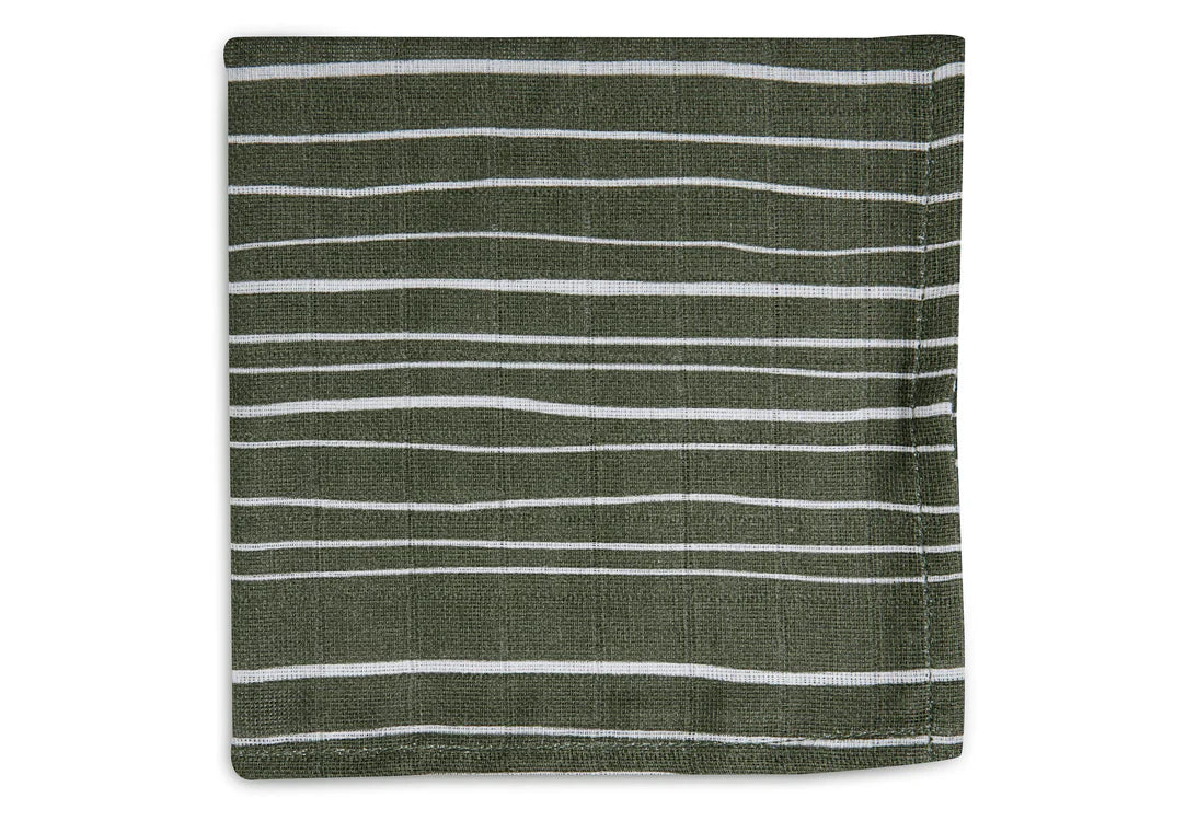 JOLLEIN MONDDOEKJE HYDROFIEL STRIPE & OLIVE LEAF GREEN