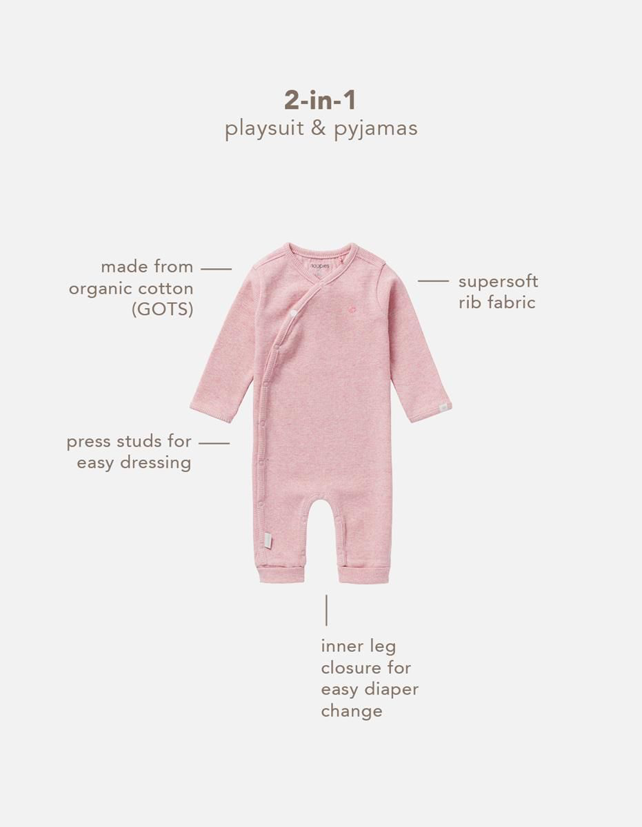 NOPPIES PLAYSUIT RIB NEVIS LIGHT ROSE