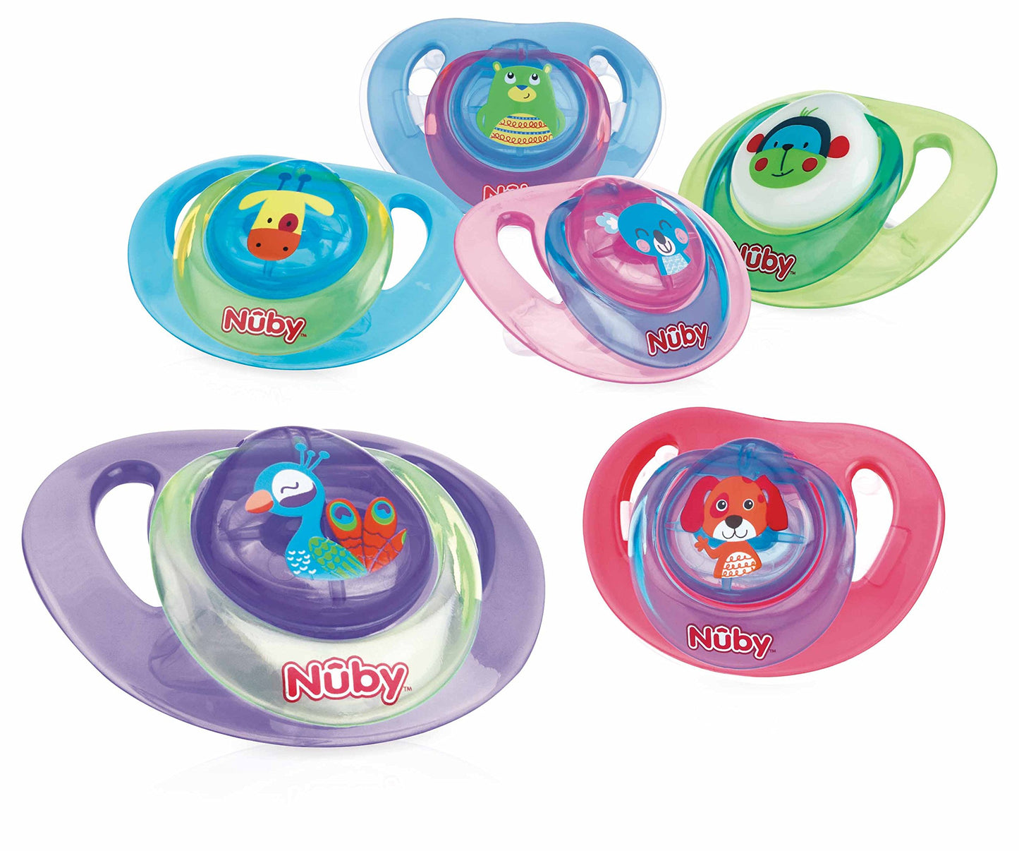 NUBY LICHTGEVEBNDE FOPSPEEN 0-6 MND DIERENPRINT ROOD