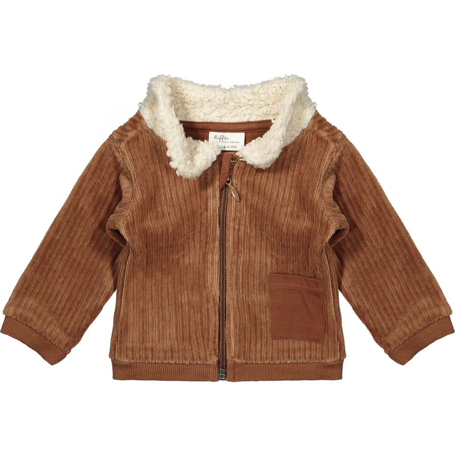 RIFFLE CARDIGAN NYO CORDUROY RIB BROWN