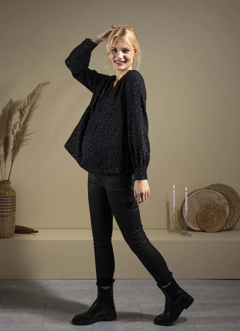 BALLOON BLOUSE ZIP GAZE COTON