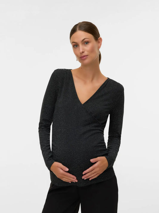 MAMA LICIOUS MINDY VOEDINGSTOP ZWART SILVER LUREX