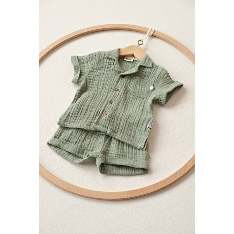 FEETJE BLOUSE MOUSSELINE SUMMER WOVEN ZEEGROEN