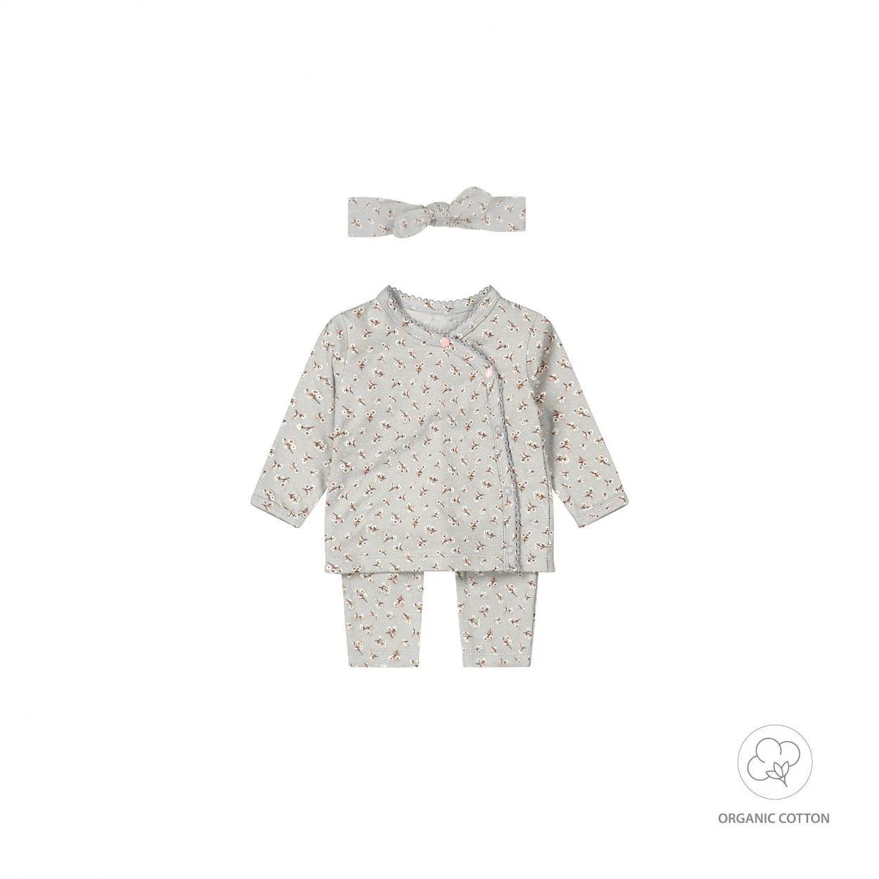 DIRKJE BIO SETJE BROEK/LONGSLEEVE/HAARBAND ZACHTBLAUW