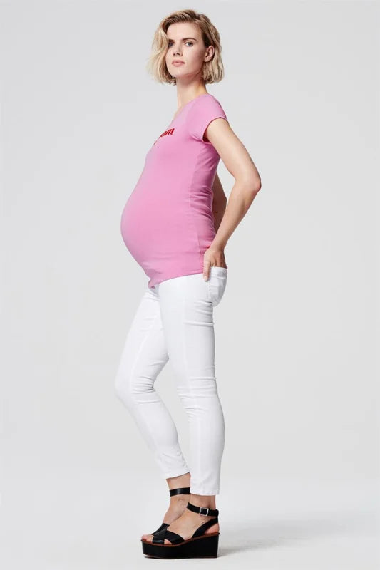 QUEEN MUM ZWNGERSCHAPSBROEK CHLOE JEANS SLIMFIT WIT