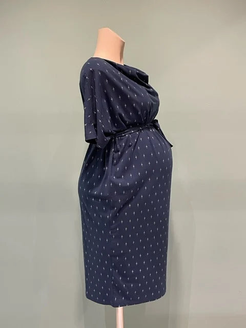 MAMA LICIOUS LOIS JERSEY DRESS DENIM/SNOW WHITE