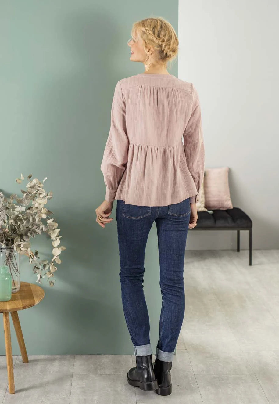 BALLOON BLOUSE ZIP GAZE COTON