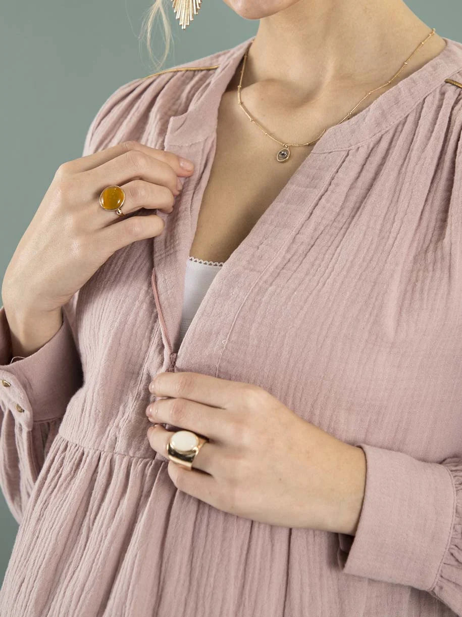 BALLOON BLOUSE ZIP GAZE COTON