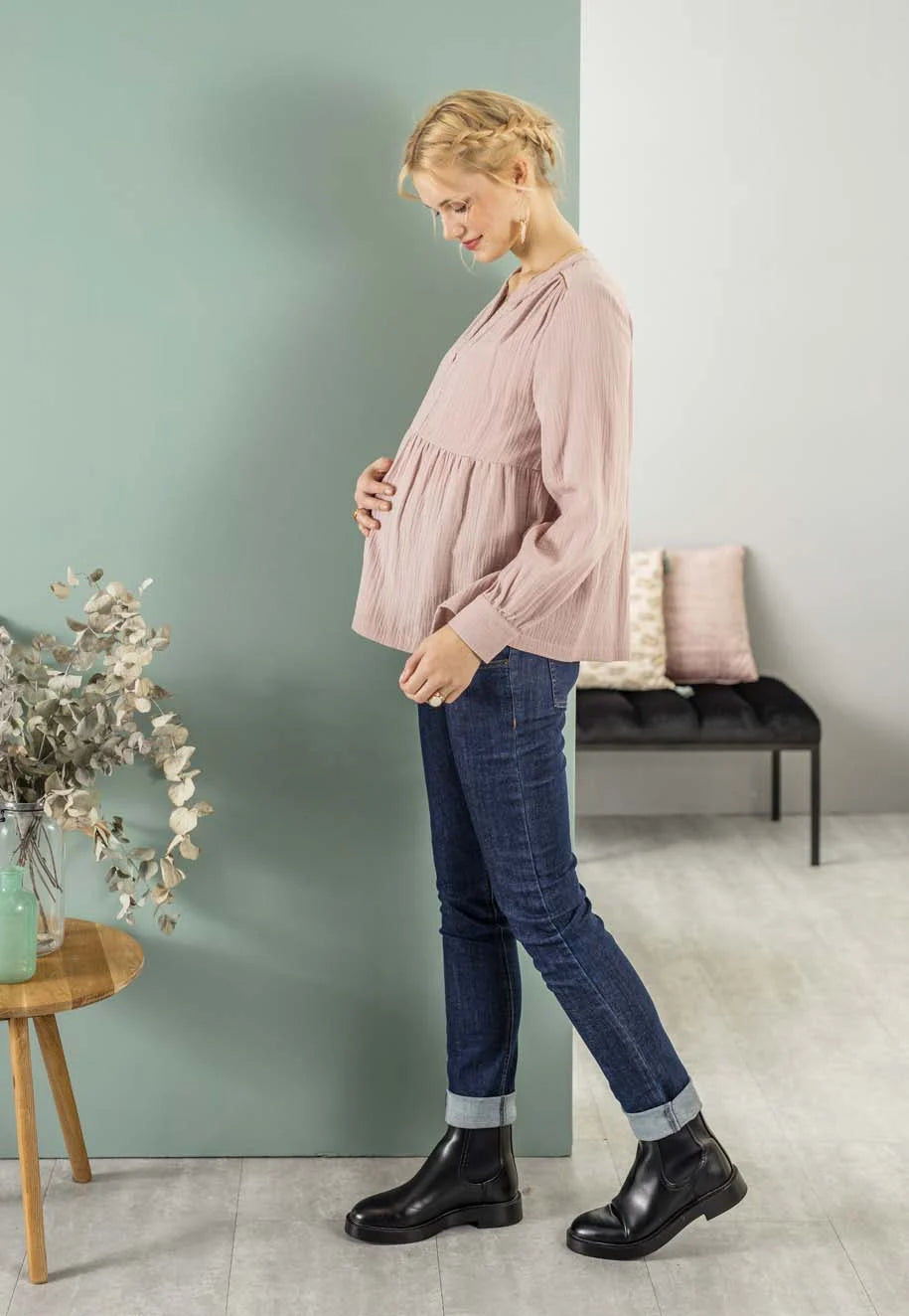 BALLOON BLOUSE ZIP GAZE COTON