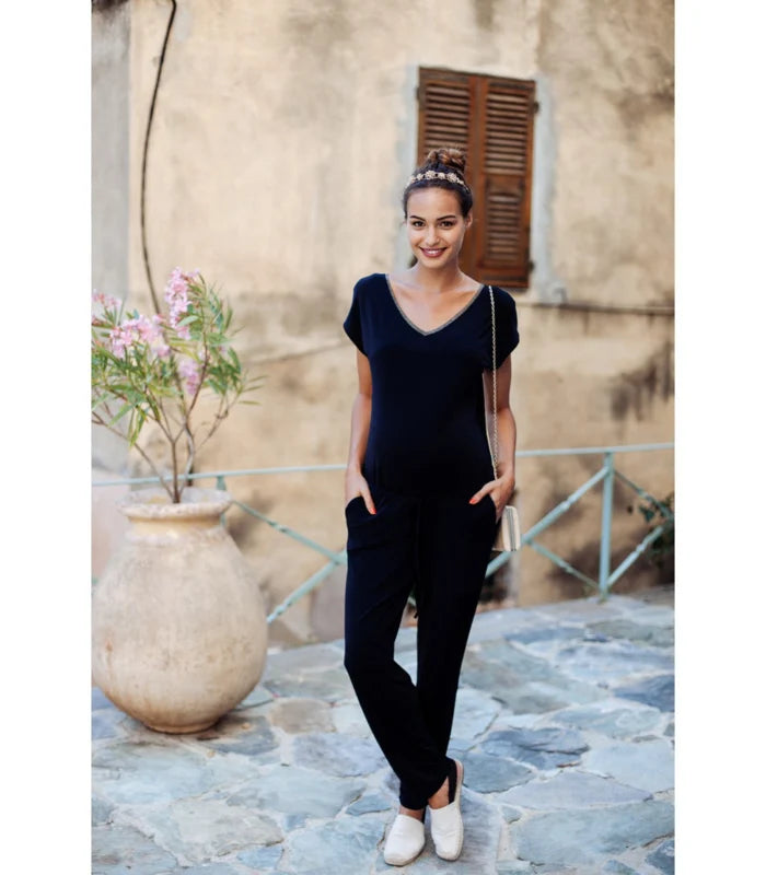 POMKIN JUMPSUIT TANIA MARINEBLAUW MAAT XS