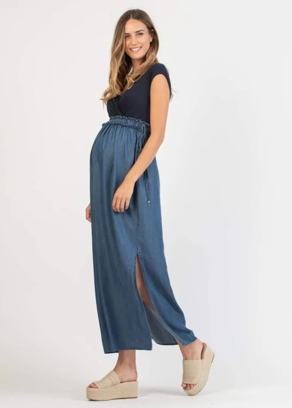 ATTESA GAIA MAXIDRESS JEANS/BLAUW