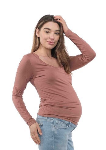 LOVE2WAIT SHIRT V-NECK ECOVERO HOT SAUCE