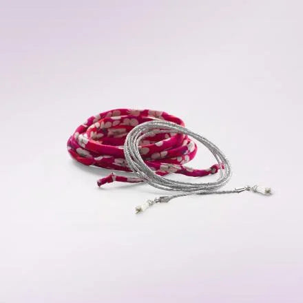CACHE COEUR FANTASY CORD RED FLOWER AND SILVER LUREX