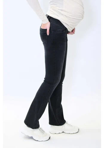LOVE2WAIT JUDY JEANS FLARED EMBROIDERY CHARCOAL