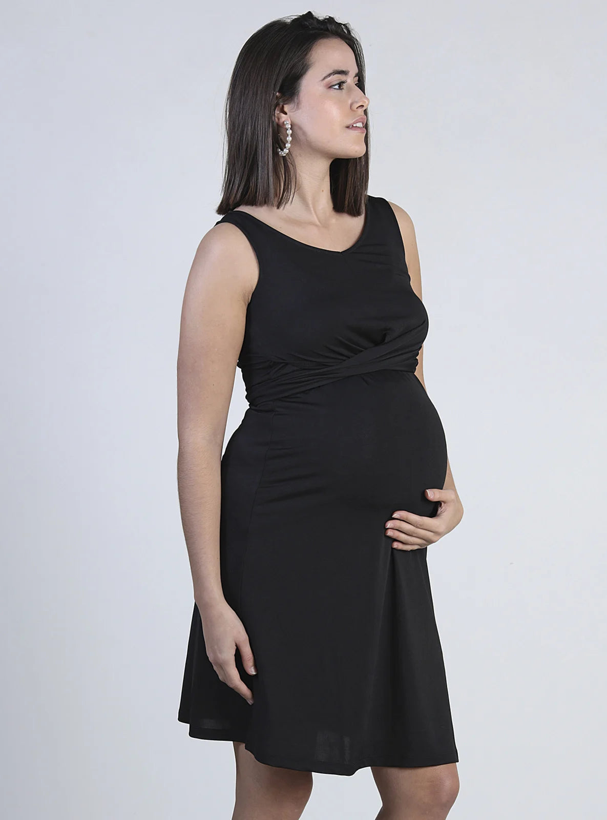 OHMA! NURSING CROSSED DRESS BLACK