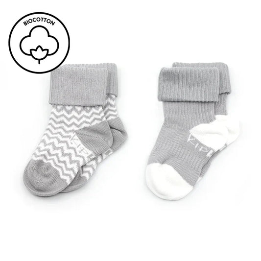 ^KIPKEP BLIJF-SOKJES-ZIGGY GREY 0-6MND