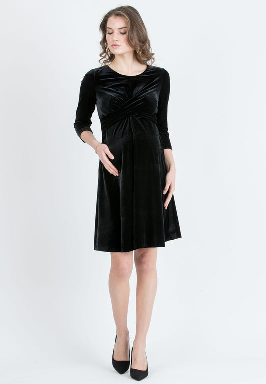 ATTESA CAROLINA DRESS VELVET ZWART