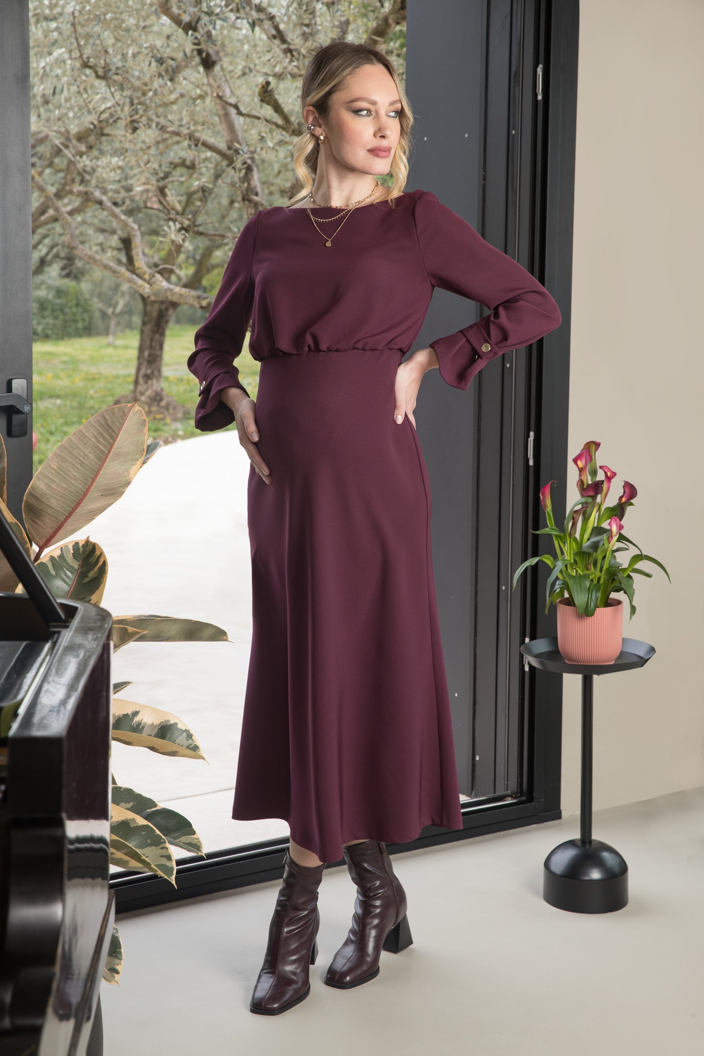 ATTESA CHANTAL DRESS BORDEAUX