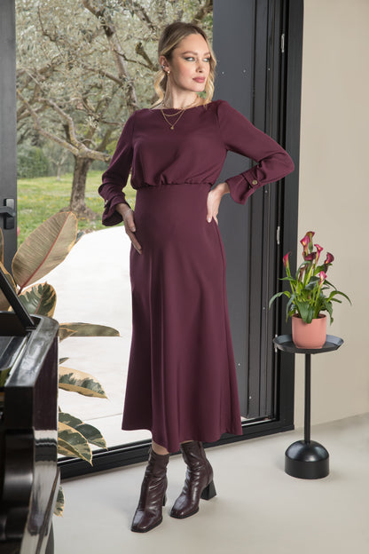 ATTESA CHANTAL DRESS BORDEAUX
