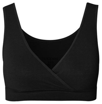 NOPPIES GAYLA SEAMLESS NURSING RIB CROSS TOP BLACK