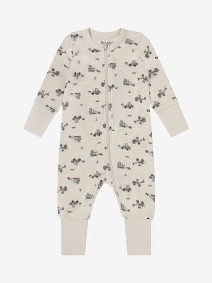 CELAVI PYJAMA MET RITS MET OMSLAGVOETJES MERINOWOL