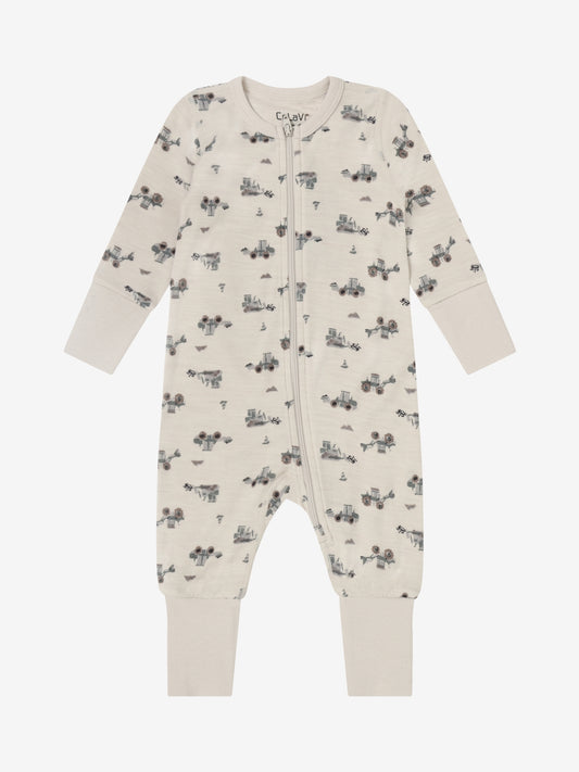 CELAVI PYJAMA MET RITS MET OMSLAGVOETJES MERINOWOL