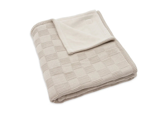 JOLLEIN DEKEN WIEG 75X100CM BOX KNIT WARM SAND/VELVET