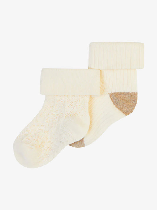 +NOPPIES SOKJES UNISEX 2-PACK BUTTERCREAM 0-3 MND
