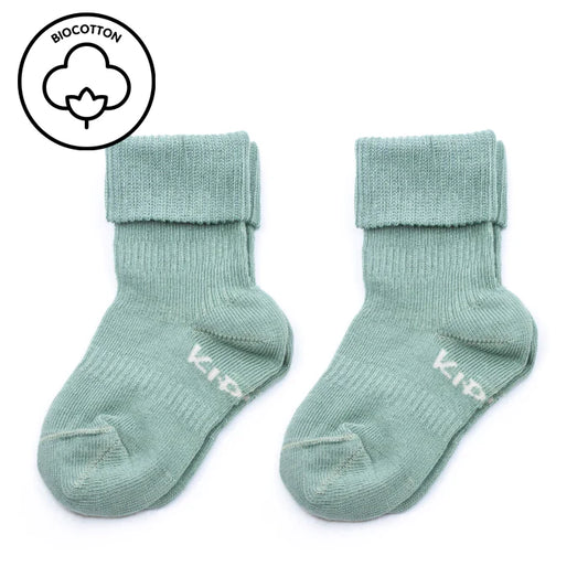 ^KIPKEP BLIJF-SOKJES-PALE GREEN 6-12MND