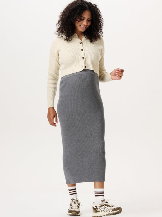 NOPPIES SKIRT MIDI GREY MELANGE