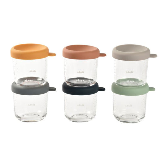 BEABA SET VAN 6 GLAZEN PORTIEPOTTEN 250ML