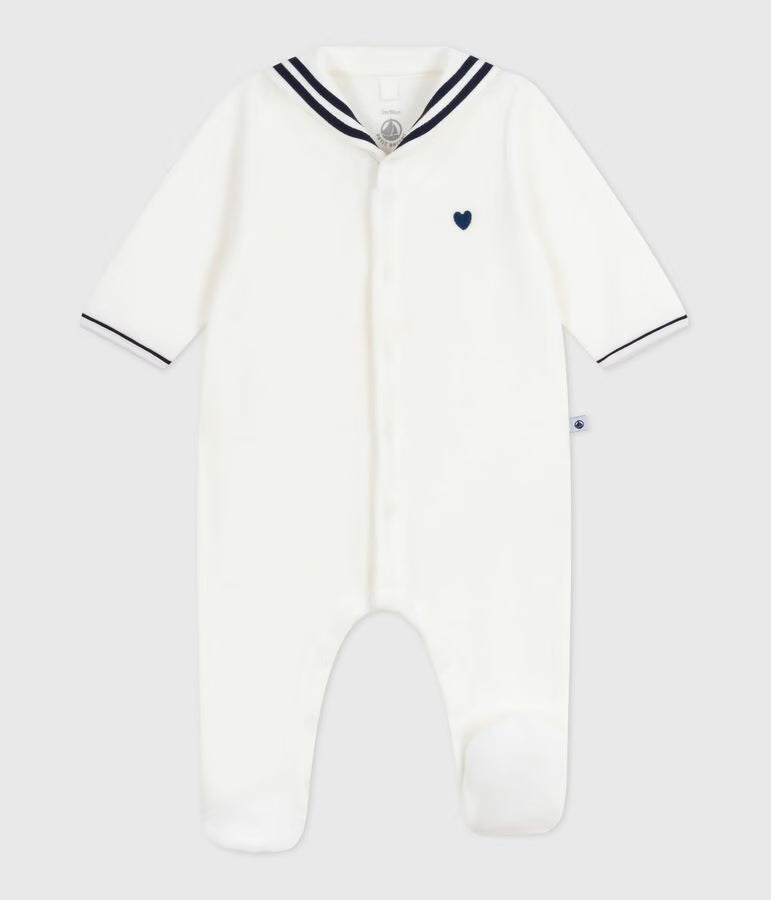 -PETIT-BATEAU FLUWELEN PYJAMA MET SCHIPPERSKRAAG 1M