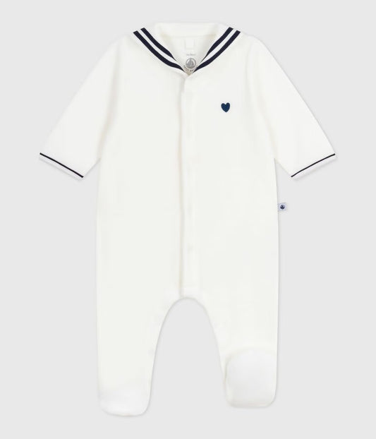 -PETIT-BATEAU FLUWELEN PYJAMA MET SCHIPPERSKRAAG 1M