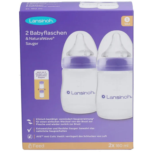 ++LANSINOH 2x160 ML NATURAL WAVE FLES