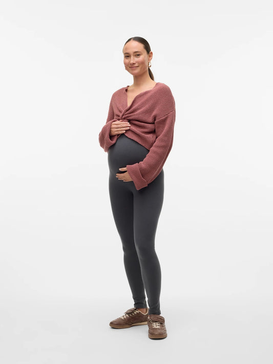 MAMA LICIOUS SVALA CROP KNIT TOP ROSE TAUPE