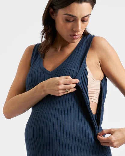 RIPE SOPHIE RIB KNIT NURSING TOP FRENCH NAVY