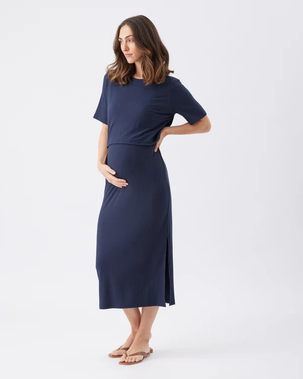 RIPE IVY RIB NURSING JURK - NAVY