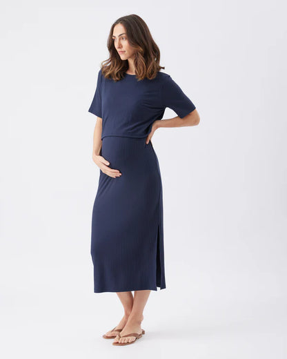 RIPE IVY RIB NURSING JURK - NAVY
