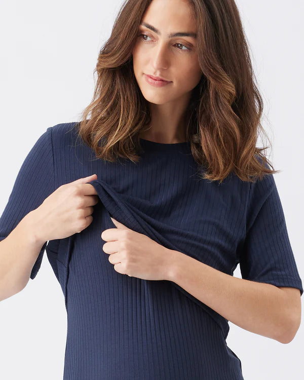 RIPE IVY RIB NURSING JURK - NAVY