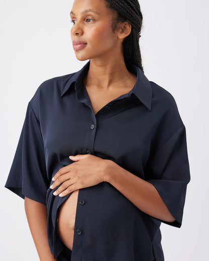 RIPE TAMARA SATIN SHIRT- MIDNIGHT