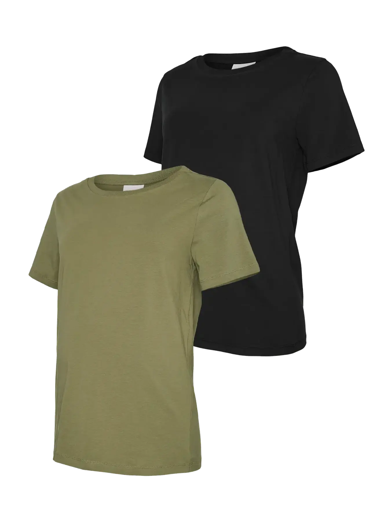 MAMA LICIOUS MIA TOP ZWART/OLIVE GREEN 2PACK