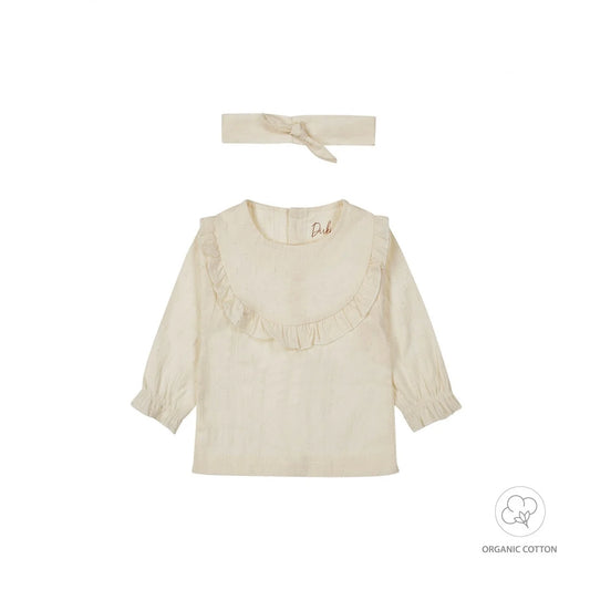 DIRKJE BIO BLOUSE/HAARBAND OFFWHITE
