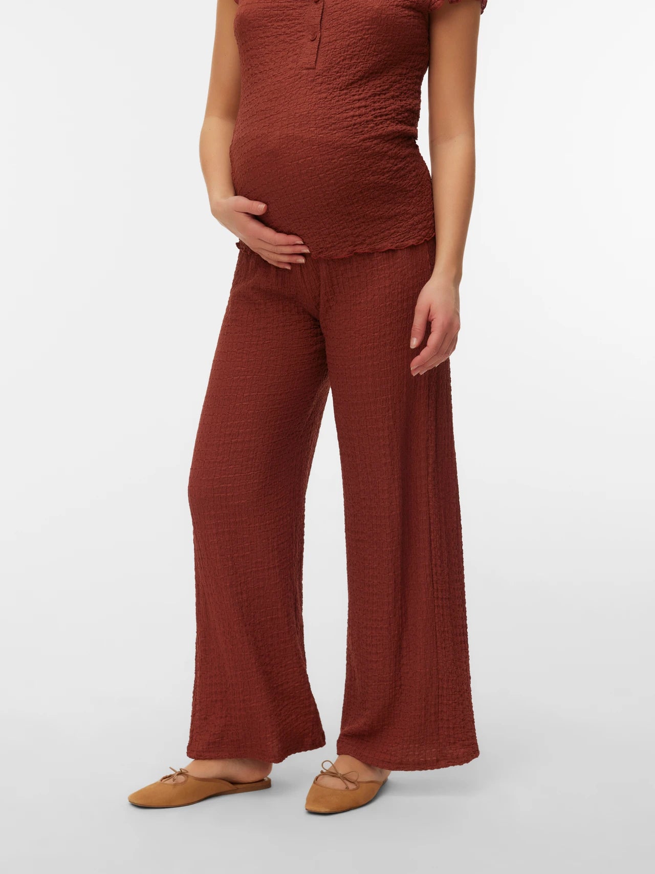 MAMA LICIOUS ADINE WIDE LEG FIT BROEK MAHONY