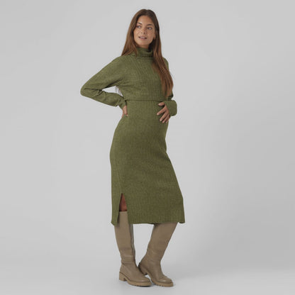 MAMA LICIOUS SUNIVA KNIT MIDI DRESS WINTER MOSS