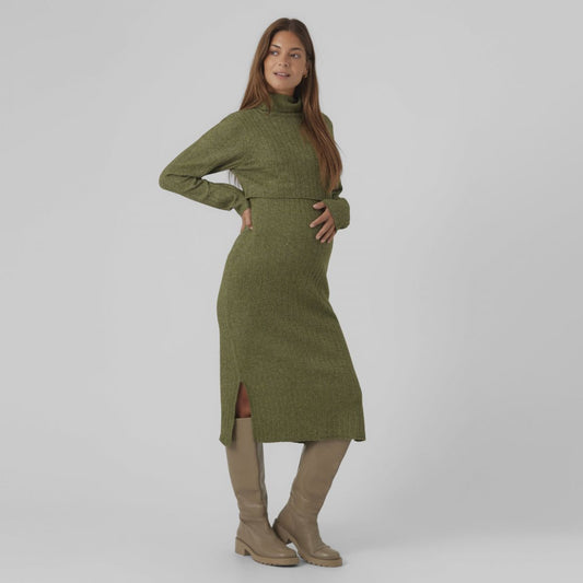 MAMA LICIOUS SUNIVA KNIT MIDI DRESS WINTER MOSS